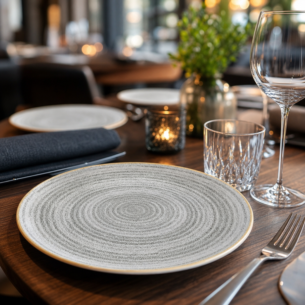 Coupe Plates 165mm Grey Porcelain for Elegant Table Settings (Pack of 12)