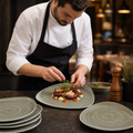 Round Triangle Plates 229mm Green Porcelain for Pubs & Restaurants (Pack of 12)
