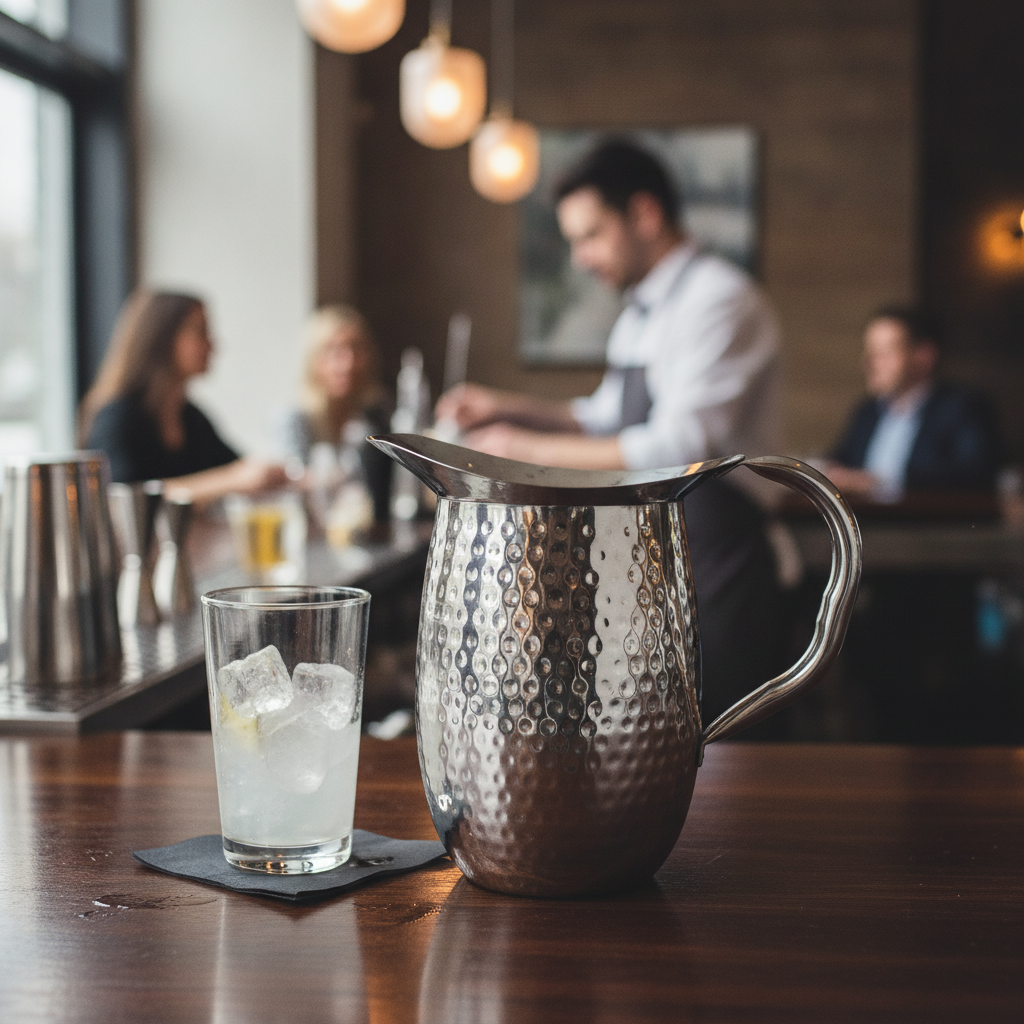 Stainless Steel Hammered Pitcher 2L for Bars & Pubs