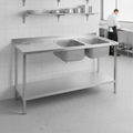304 Stainless Steel Double Sink with Left Hand Drainer 1500mm for Commercial Kitchens