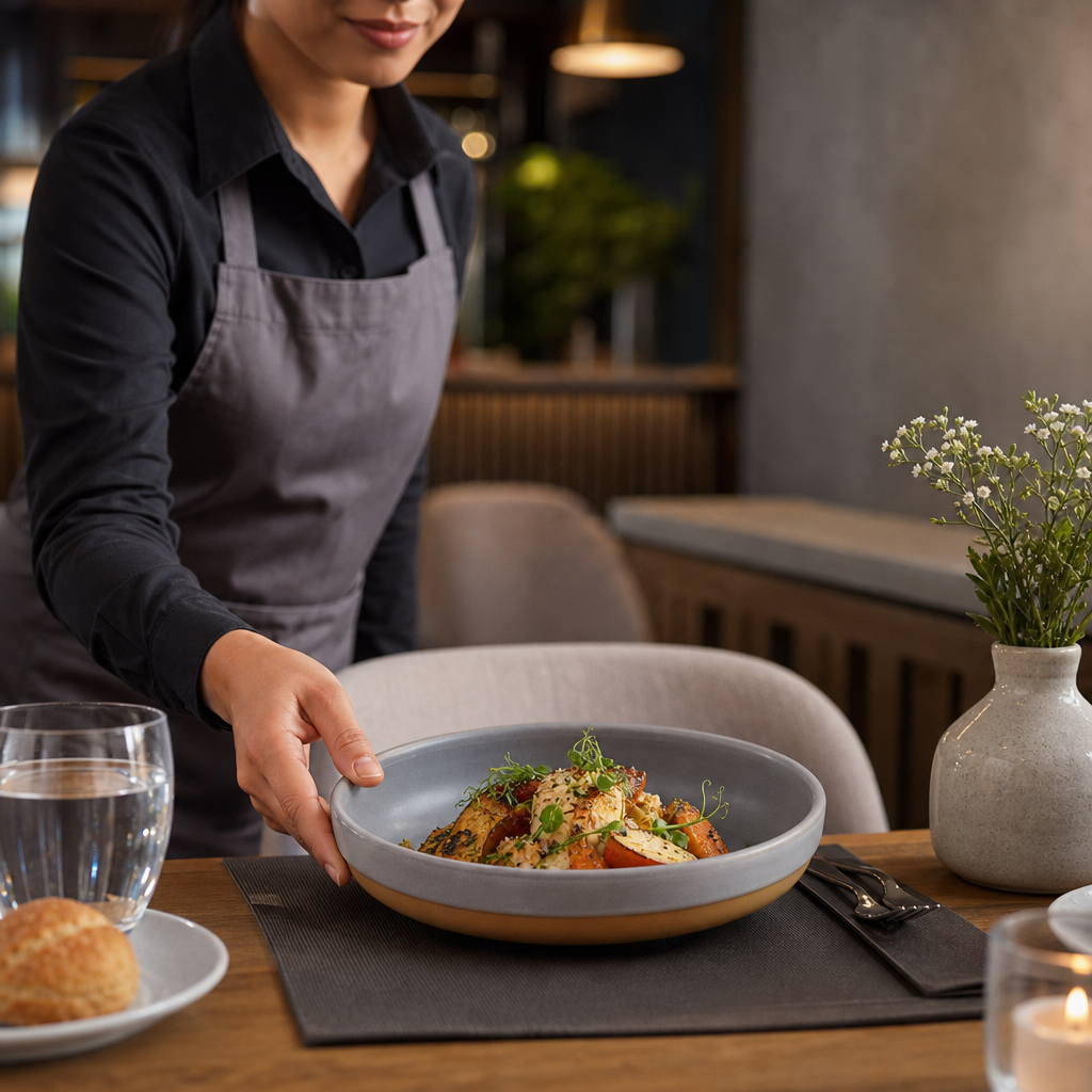 Walled Bowls 850ml Grey Vitrified Stoneware for Dining (Pack of 6)