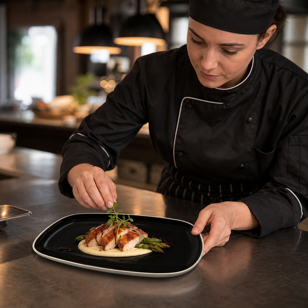 Platters 286mm Black Ceramic for Stylish Food Presentation (Pack of 6)