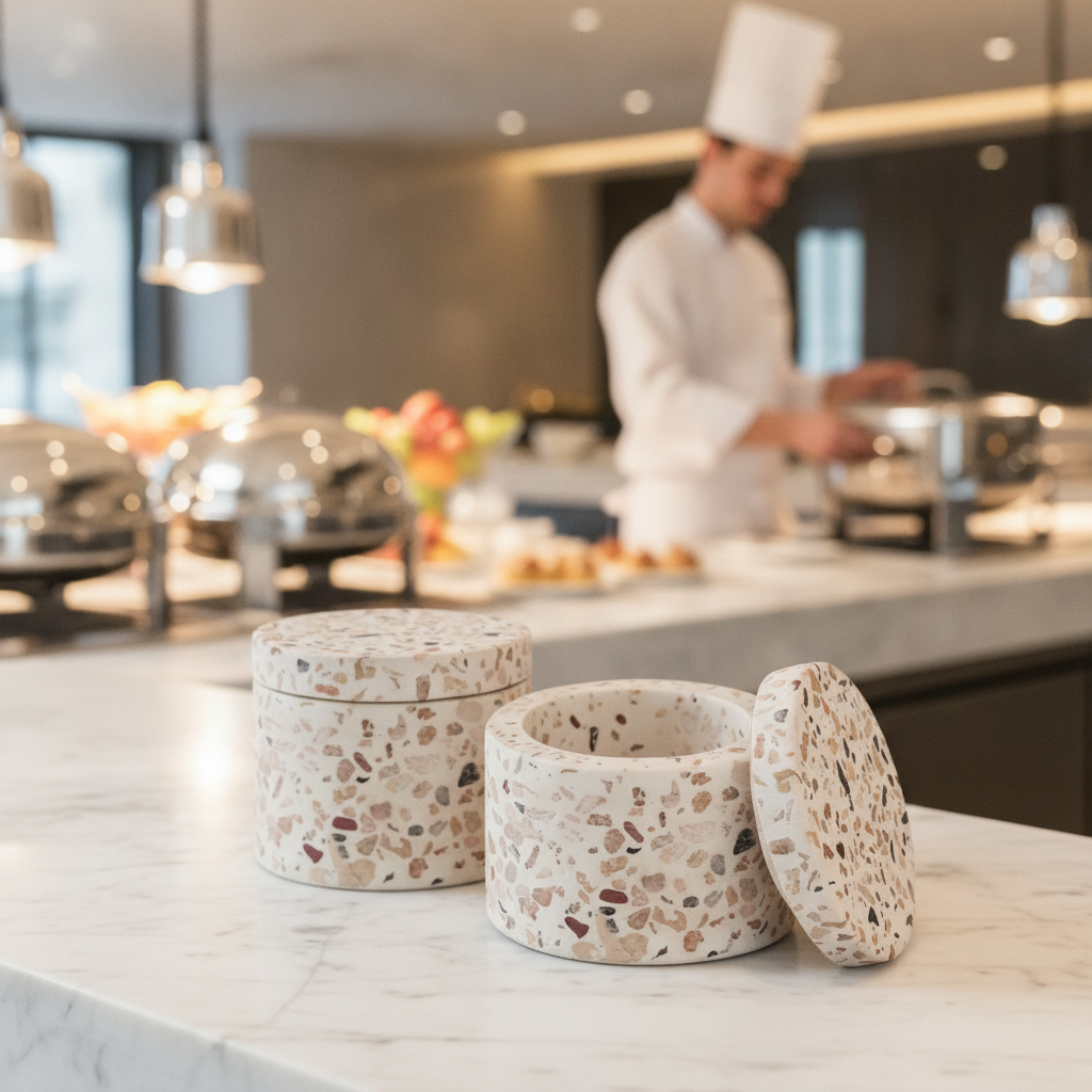 Stone Terrazzo Containers 40ml for Buffet Service (Pack of 2)