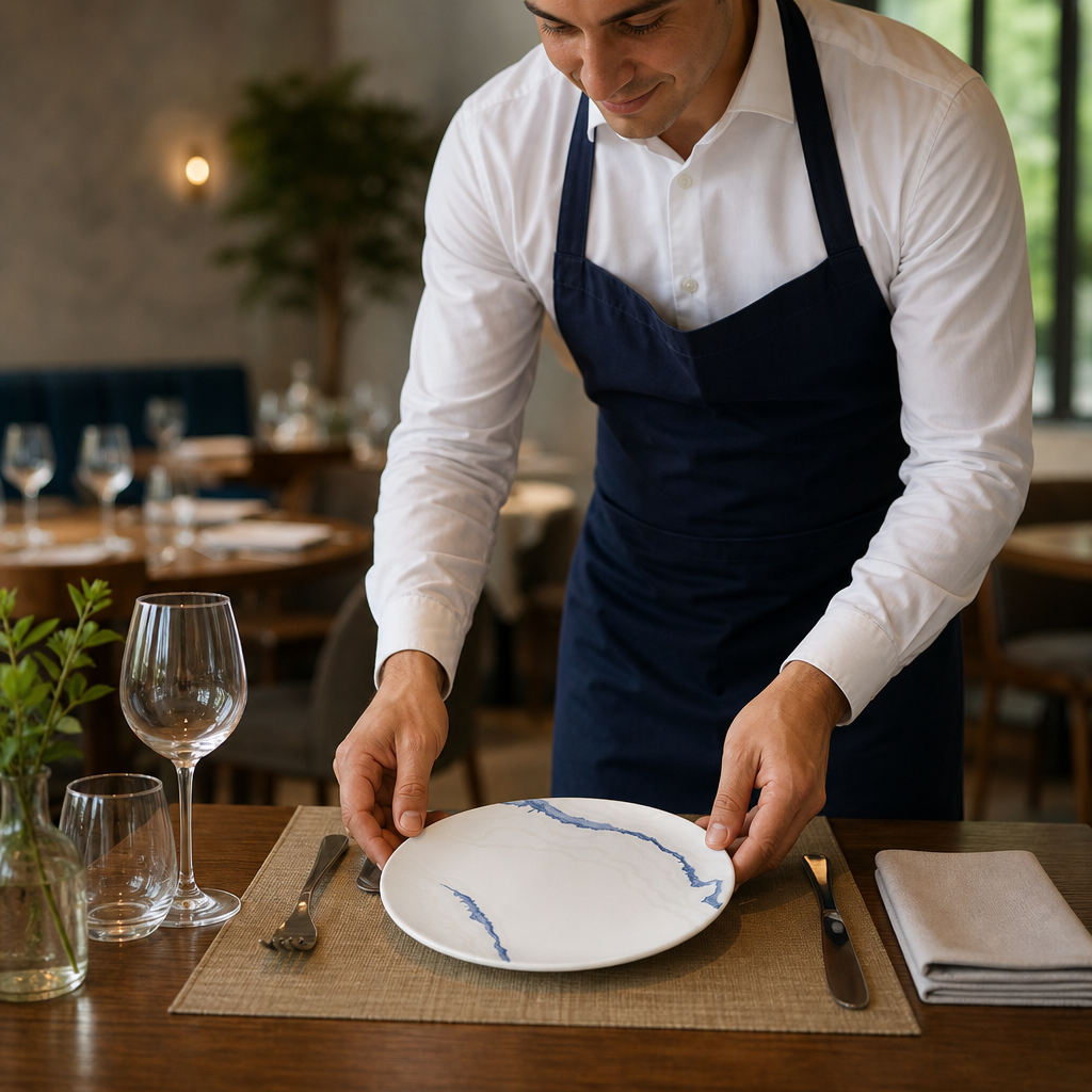 Coupe Plates 217mm Blue Ceramic for Restaurant Table Settings (Pack of 12)