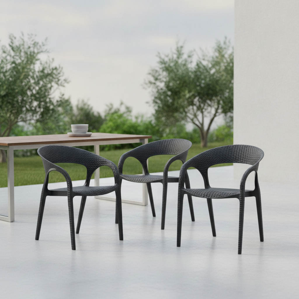 Polypropylene Charcoal Wraparound Armchairs 820x550mm for Indoor & Outdoor Use (Pack of 4)
