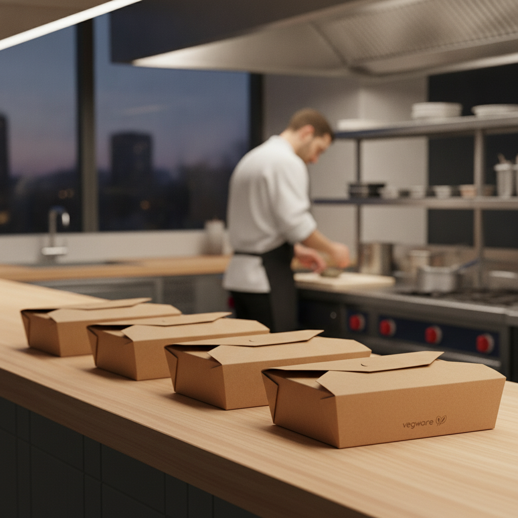 Compostable Paper Food Boxes 1050ml for Takeaway Services (Pack of 150)
