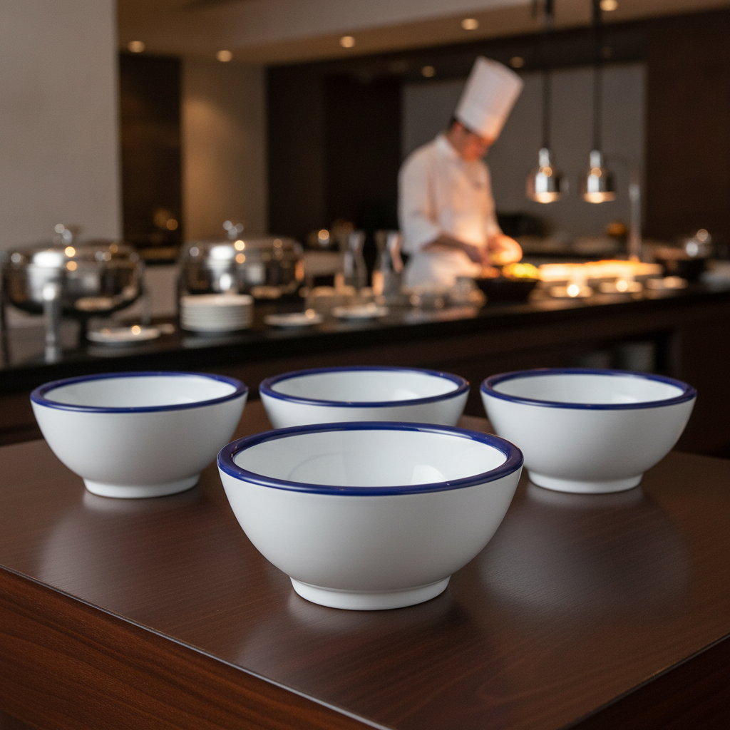 Melamine White Bowl 300ml for Buffet Service