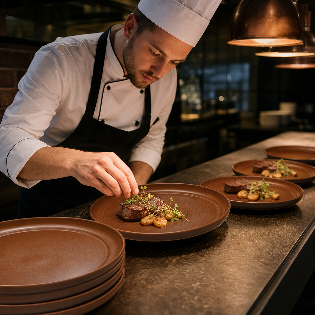 Fire Presentation Plates 280mm Porcelain for Catering (Pack of 12)