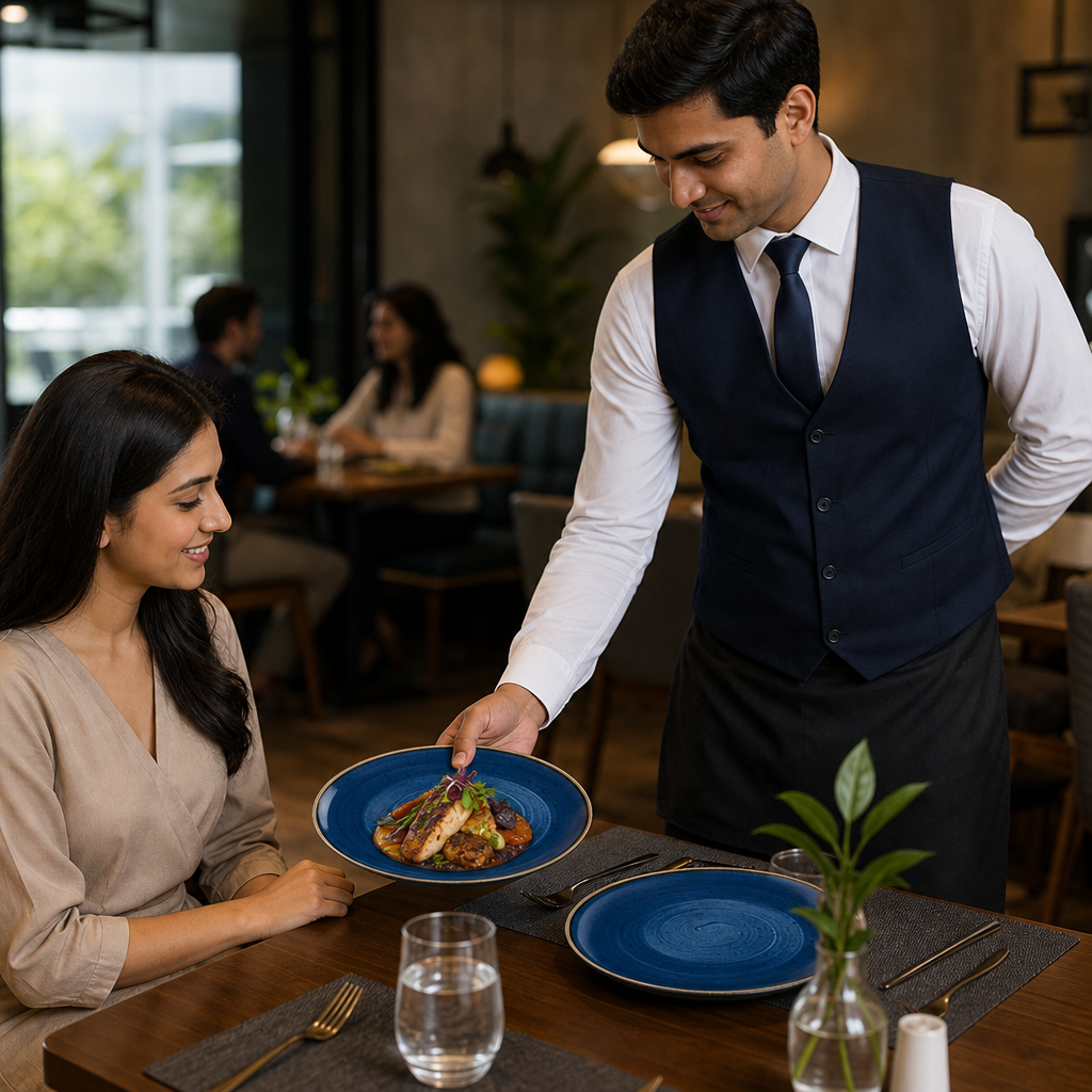 Blue Coupe Plates 260mm Brown Vitrified Ceramic for Dining (Pack of 12)