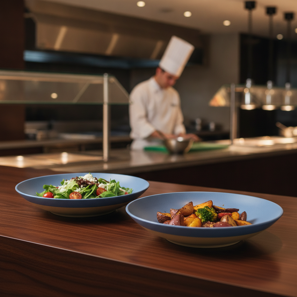 Melamine Blue Shallow Serving Bowls 360mm for Buffet Presentations (Pack of 2)