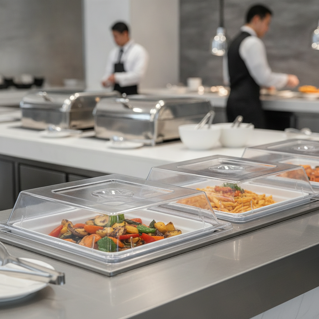 Polycarbonate Square Tray Covers 303mm for Buffet Service (Pack of 2)
