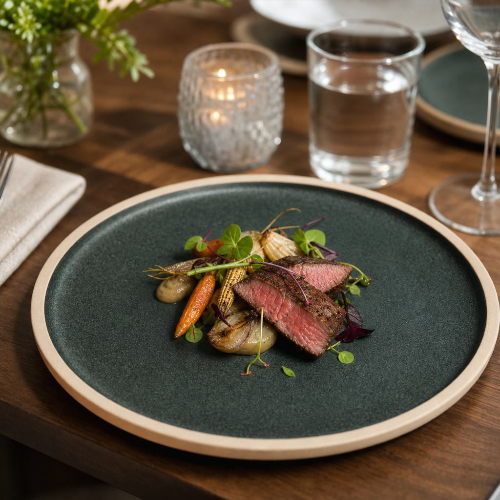 Flat Plates Verdigris Green Stoneware for Unique Dining Experiences (Pack of 6)