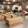 Compostable Kraft Food Boxes 250mm for Takeaway Services (Pack of 150)