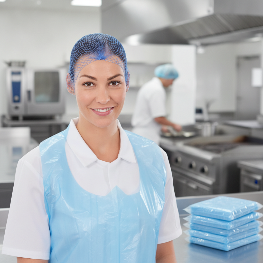 Polypropylene Hair Nets Light Blue for Catering & Hospitality (Pack of 50)