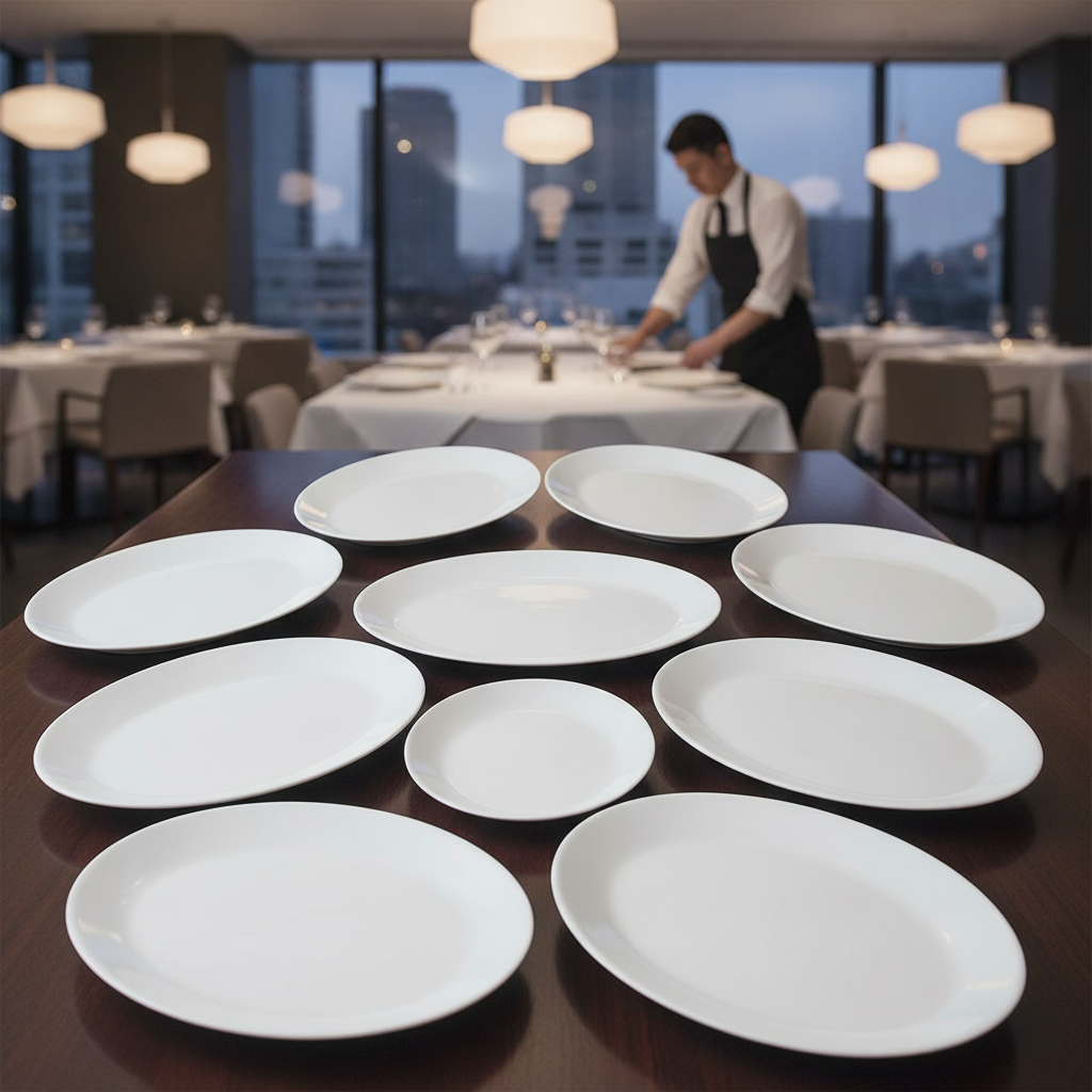 Porcelain Oval Dish 330mm for Fine Dining (Pack of 12)