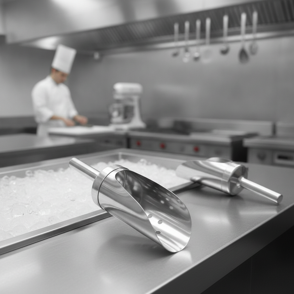 Stainless Steel Ice Scoop with Perforations 190mm for Bars & Pubs