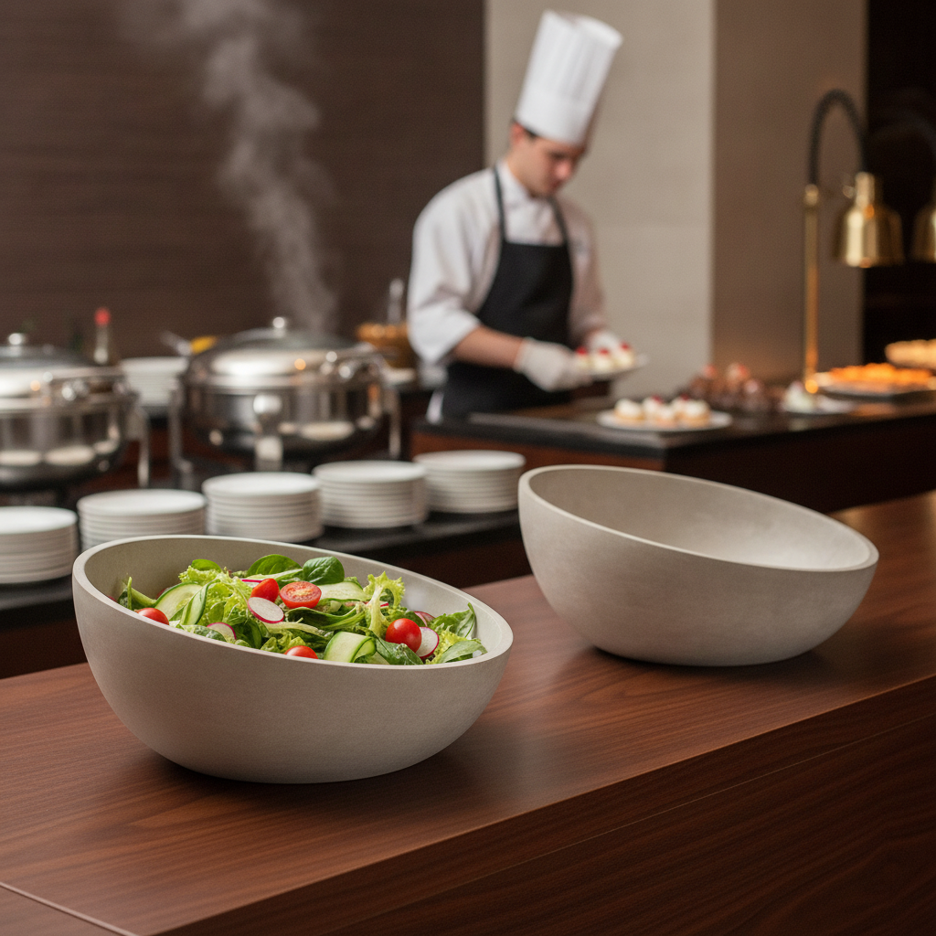 Concrete Sloping Bowl 1.7L for Buffet Presentations