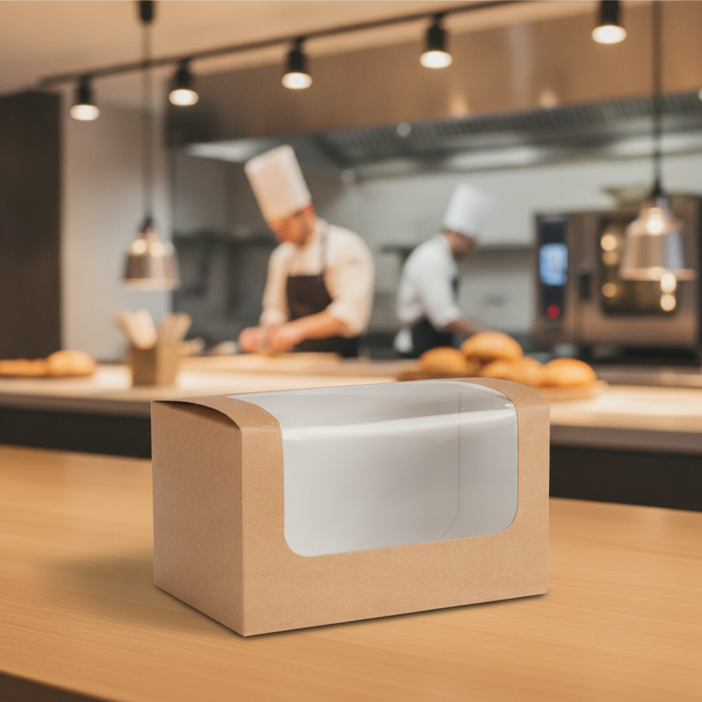 Compostable Kraft Sandwich Packs with PLA Window for Takeaway Use (Pack of 500)
