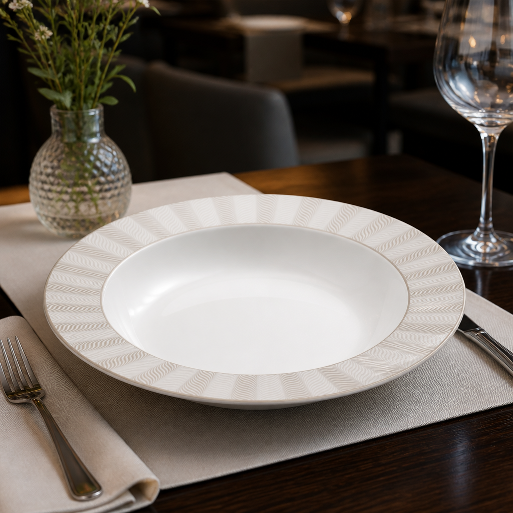 Bakewell Classic Large Rim Bowls in Taupe 280mm for Upscale Dining - Pack of 6