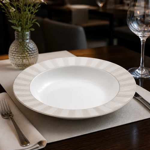 Bakewell Classic Large Rim Bowls in Taupe 280mm for Upscale Dining - Pack of 6