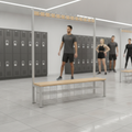 Powder Coated Steel Single-Sided Island Seating for Changing Rooms