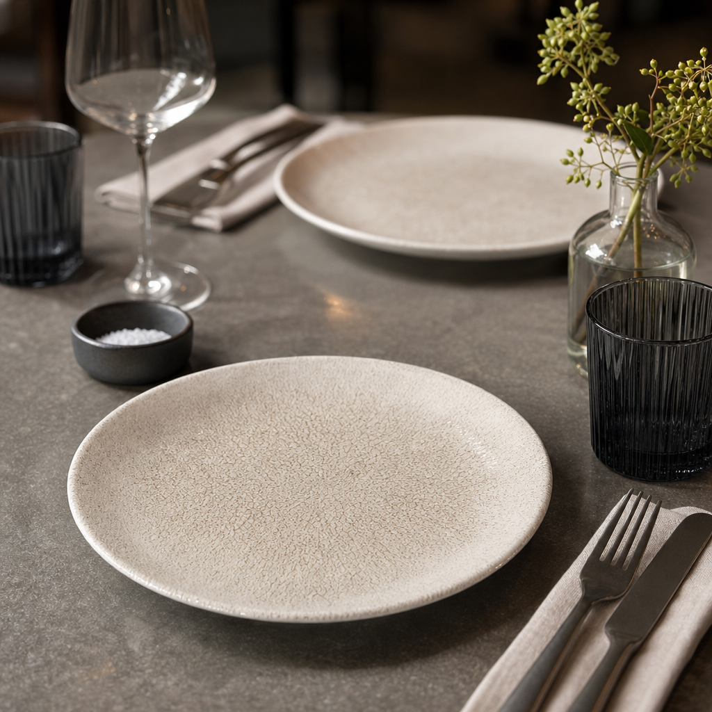 Coupe Plates Grey Porcelain for Dining Experiences (Pack of 12)