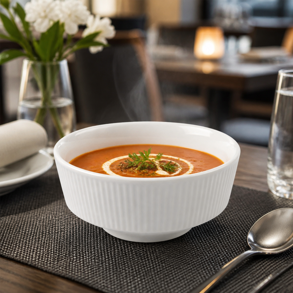White Super Vitrified Ceramic Soup Bowls 0.4L for Catering & Hospitality