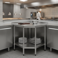 304 Stainless Steel Corner Table 700mm for Kitchen Workspaces