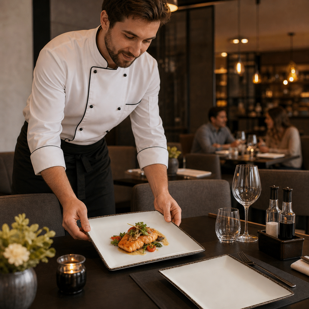 Square Plates 270mm Porcelain for Dining (Pack of 6)