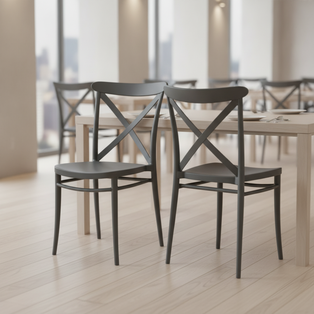 Polypropylene Dark Grey Side Chairs 870mm for Hospitality (Pack of 2)