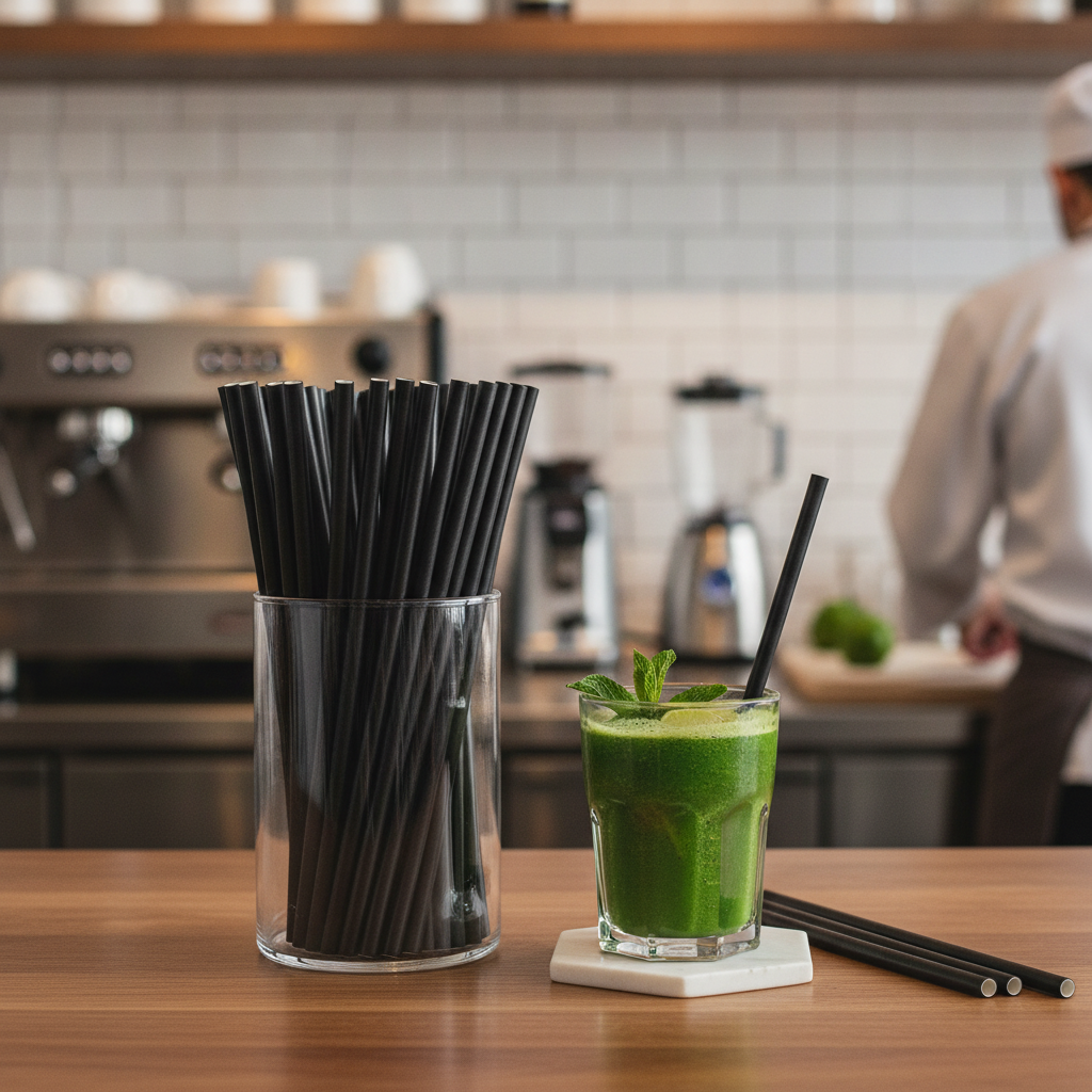 Paper Black Smoothie Straws 210mm for Eco-Friendly Service (Pack of 250)