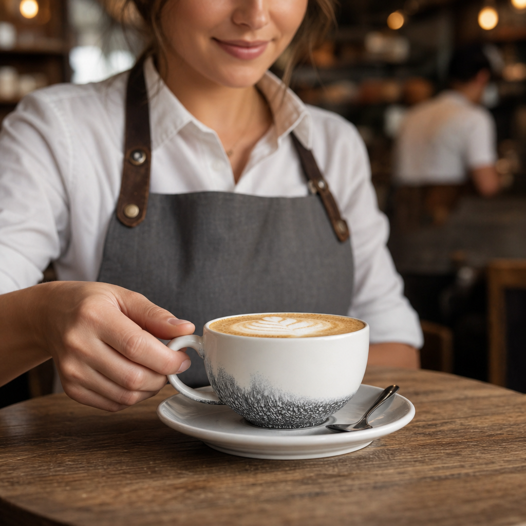 Super Vitrified Ceramic Cappuccino Cups 236ml in Quartz Black for Catering & Hospitality (Pack of 12)
