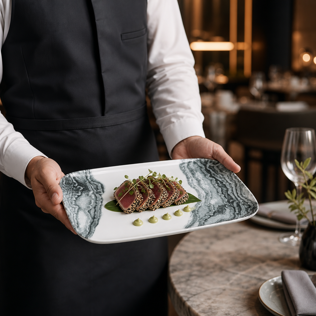 Deep Trays Black Natural Vitrified Ceramic for Modern Hospitality (Pack of 6)
