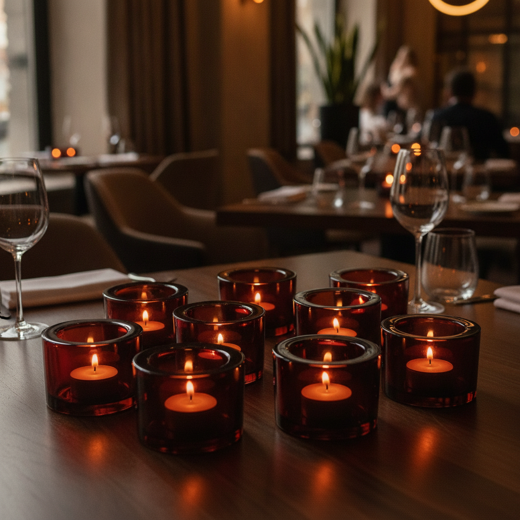 Soda Lime Red Tealight Holders 60mm for Cafés & Restaurants (Pack of 12)