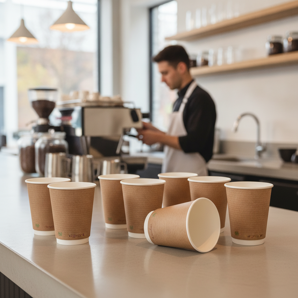 Paper Double Wall Compostable Coffee Cups 340ml for Eco-Friendly Service (Pack of 500)