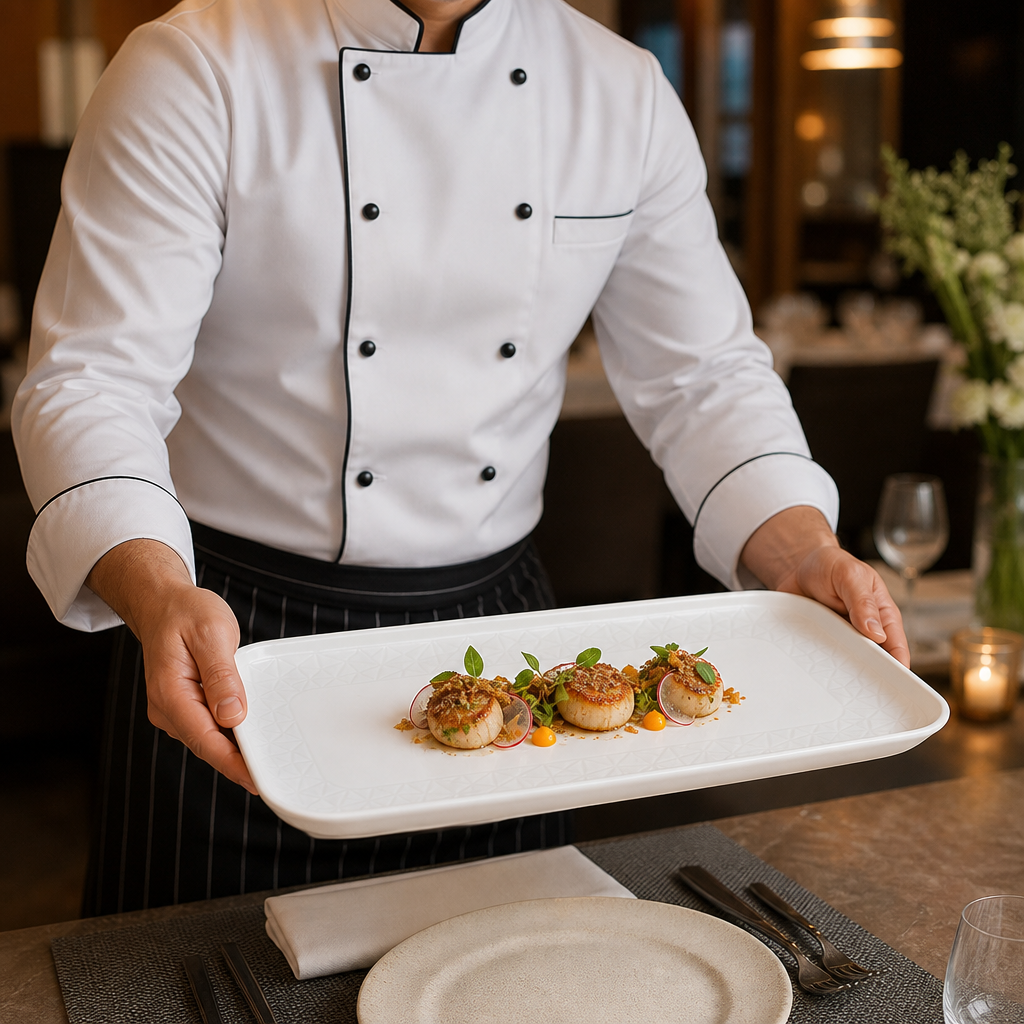 Deep Oblong Trays 320mm White China for Contemporary Dining (Pack of 6)