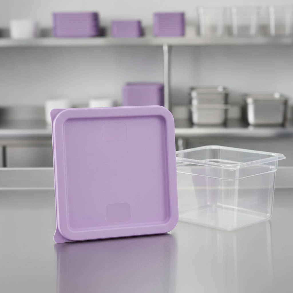 Polyethylene Square Food Storage Container Lid Purple for Food Prep