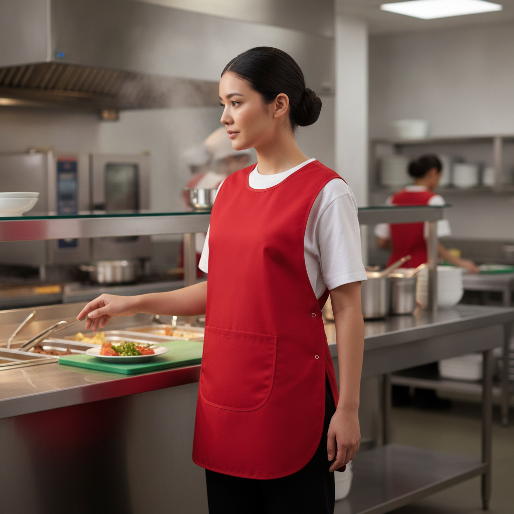 Polycotton Red Tabard for Canteens & Kitchens