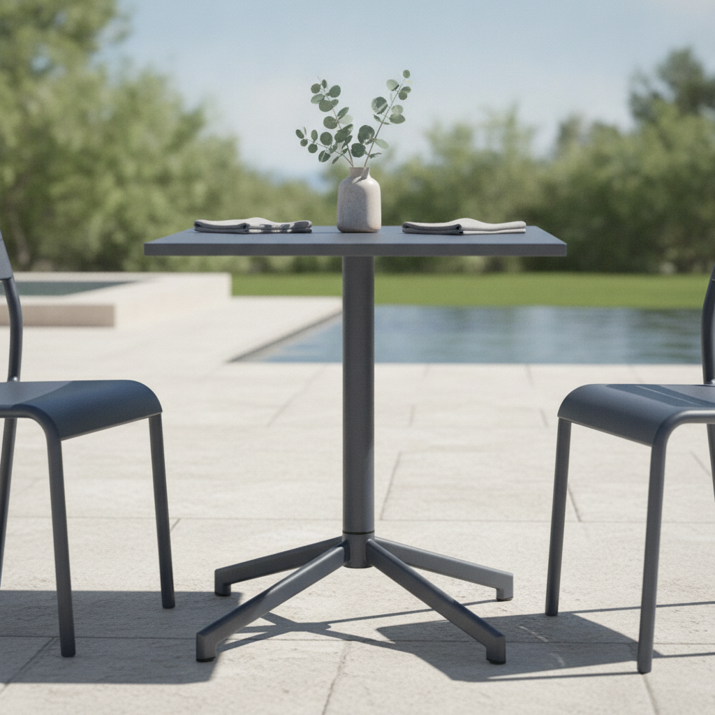 Powder Coated Steel Folding Table 700x700mm for Outdoor Use