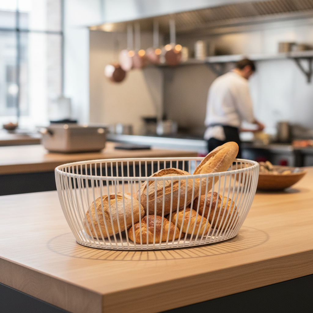Metal White Basket 240x190mm for Kitchen & Buffet Spaces