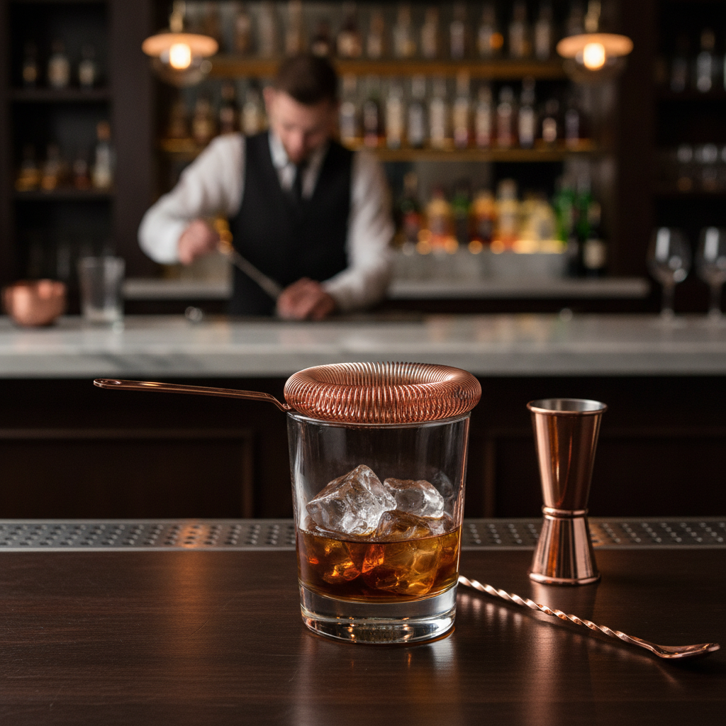 Stainless Steel Copper Plated Cocktail Strainer 204mm for Bars & Pubs