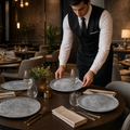 Deep Coupe Plate Grey China for Contemporary Dining (Pack of 12)