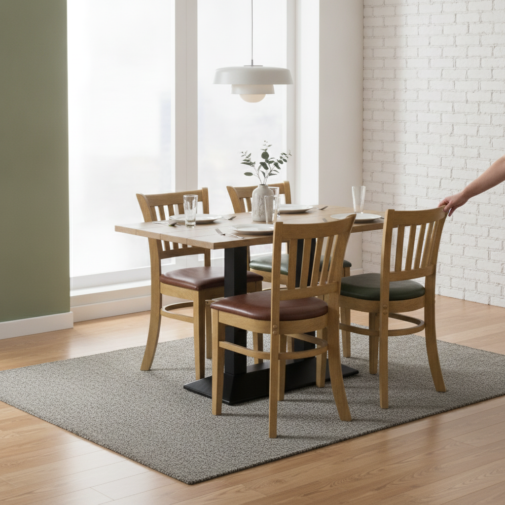 Rubber Wood Dining Table with 4 Chairs 750mm for Home & Office