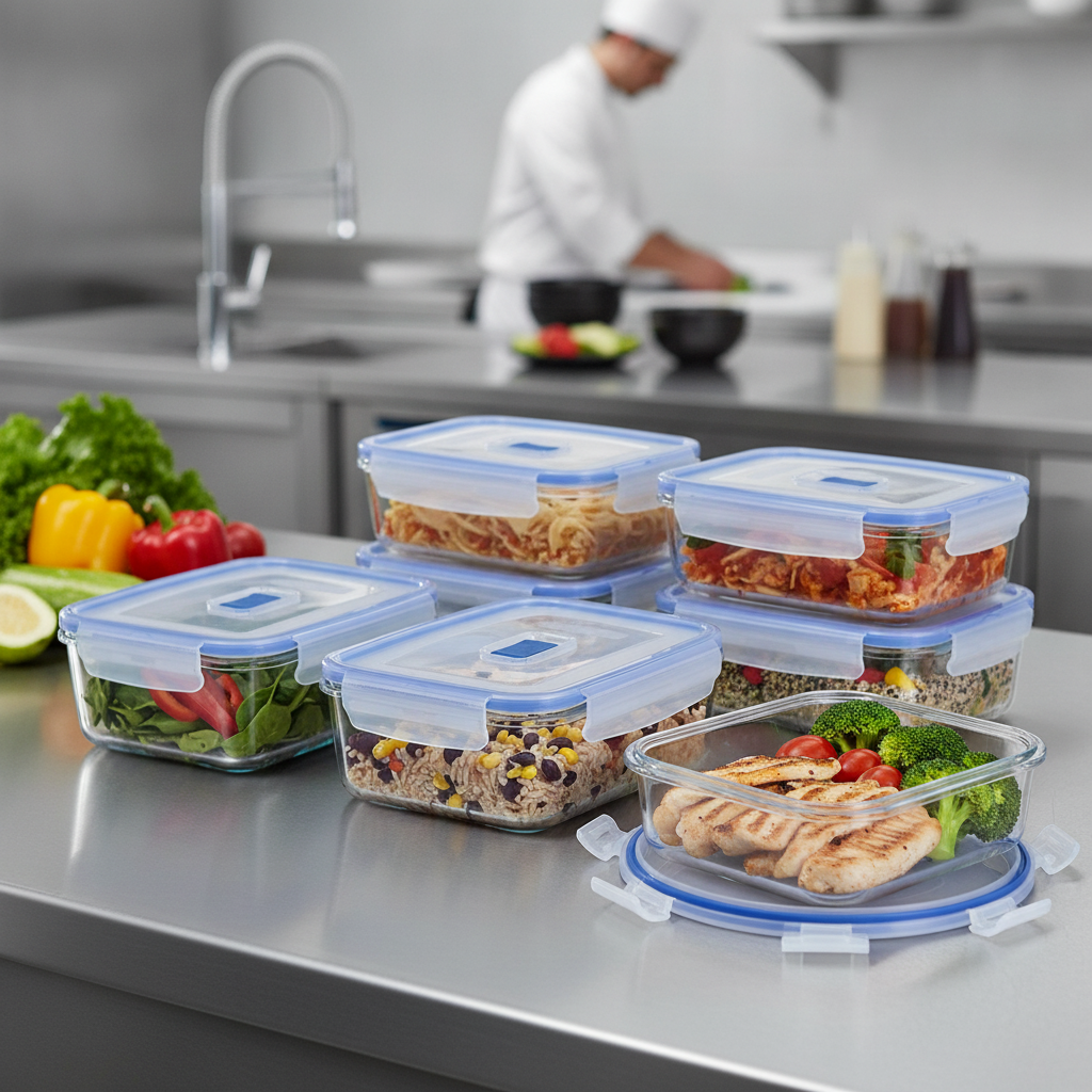 Toughened Glass Airtight Meal Containers 240x170mm for Food Storage (Pack of 6)