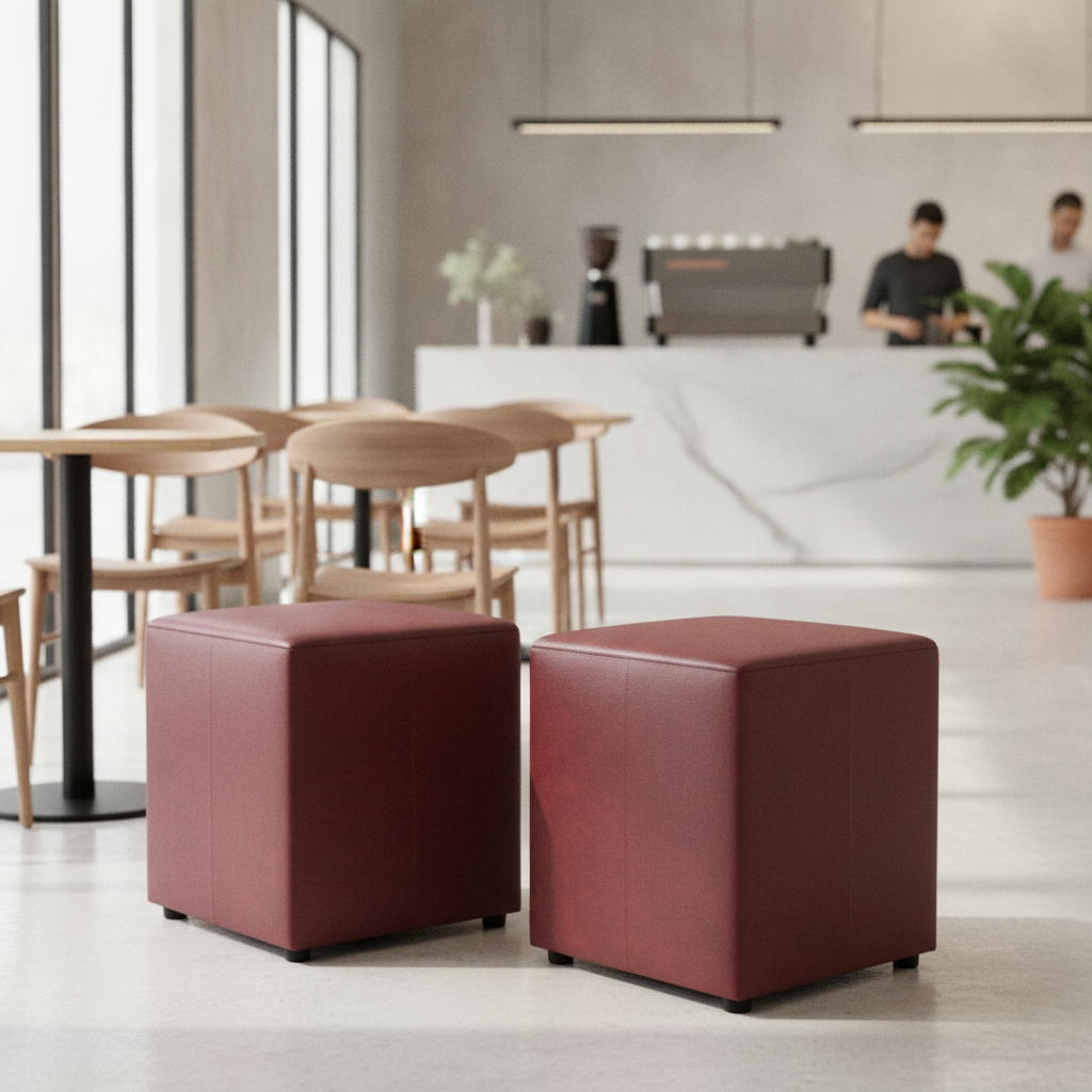 Rubber Wood Cube Bar Stools 470x420mm for Cafés & Restaurants (Pack of 2)