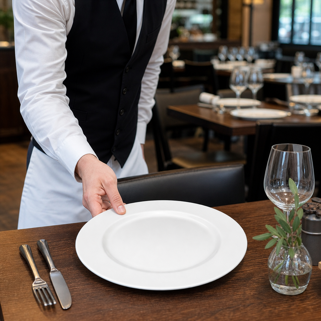 Service Plate 300mm White Porcelain for Casual Dining (Pack of 12)