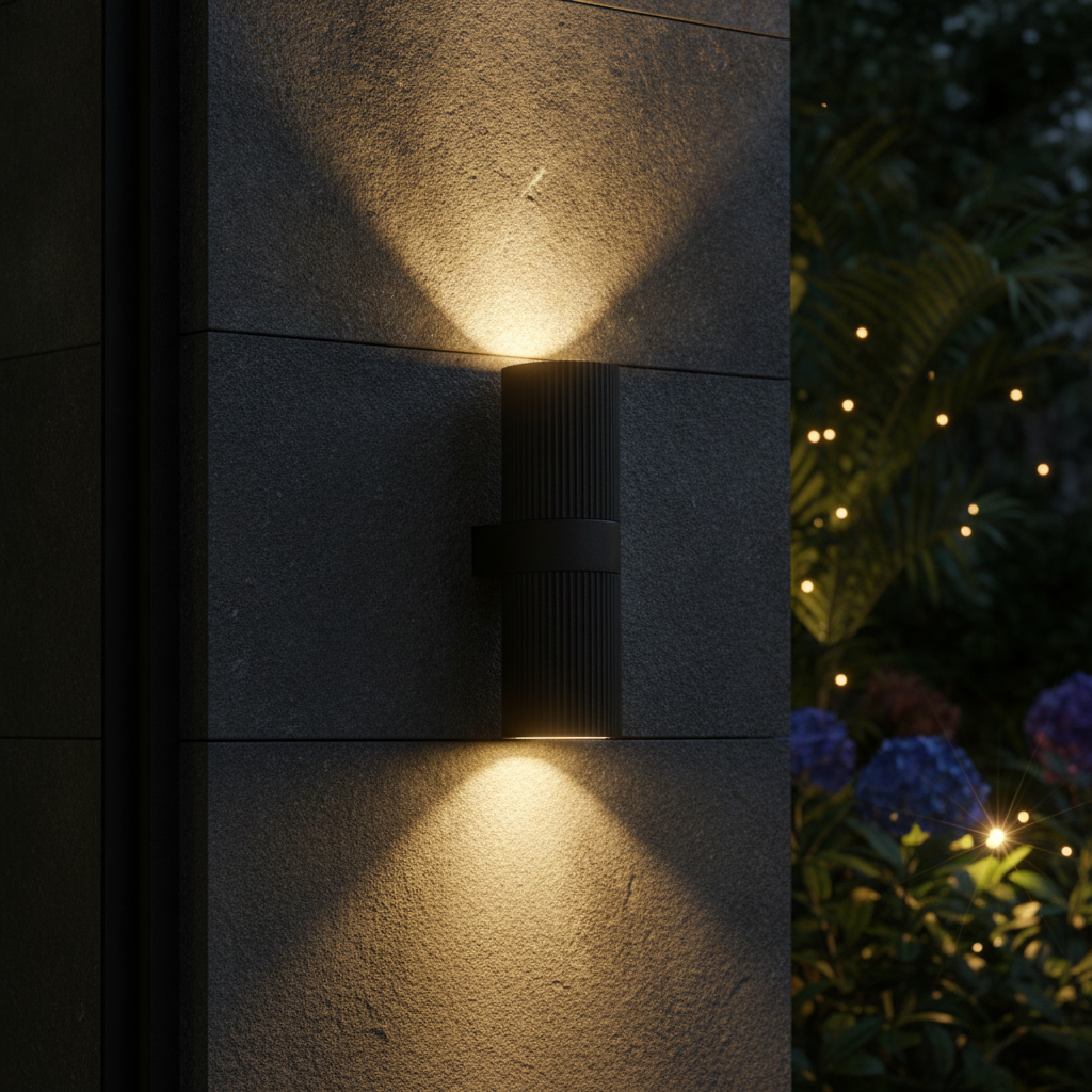 Metal Black Ripple Wall Light for Entrances & Gardens