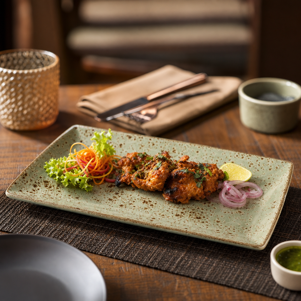 Rectangular Platters 330x190mm Green Porcelain for Casual Cafés & Restaurants (Pack of 6)