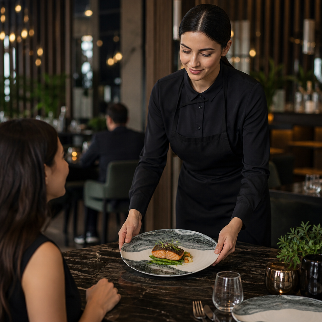 Walled Plates 255mm Black Vitrified Ceramic for Modern Hospitality (Pack of 6)