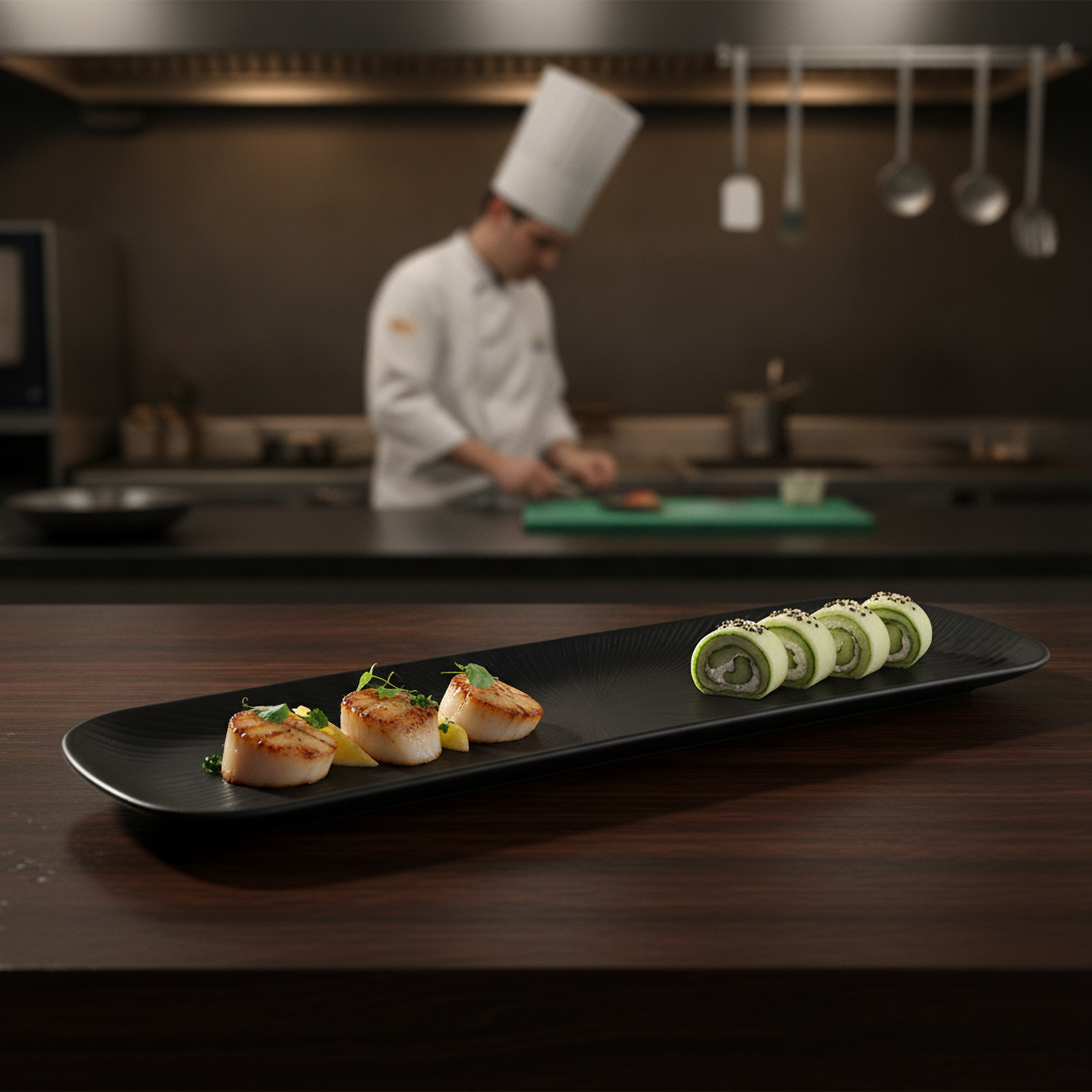 Melamine GN Tray 2/4 Black 530x162mm for Stylish Serving